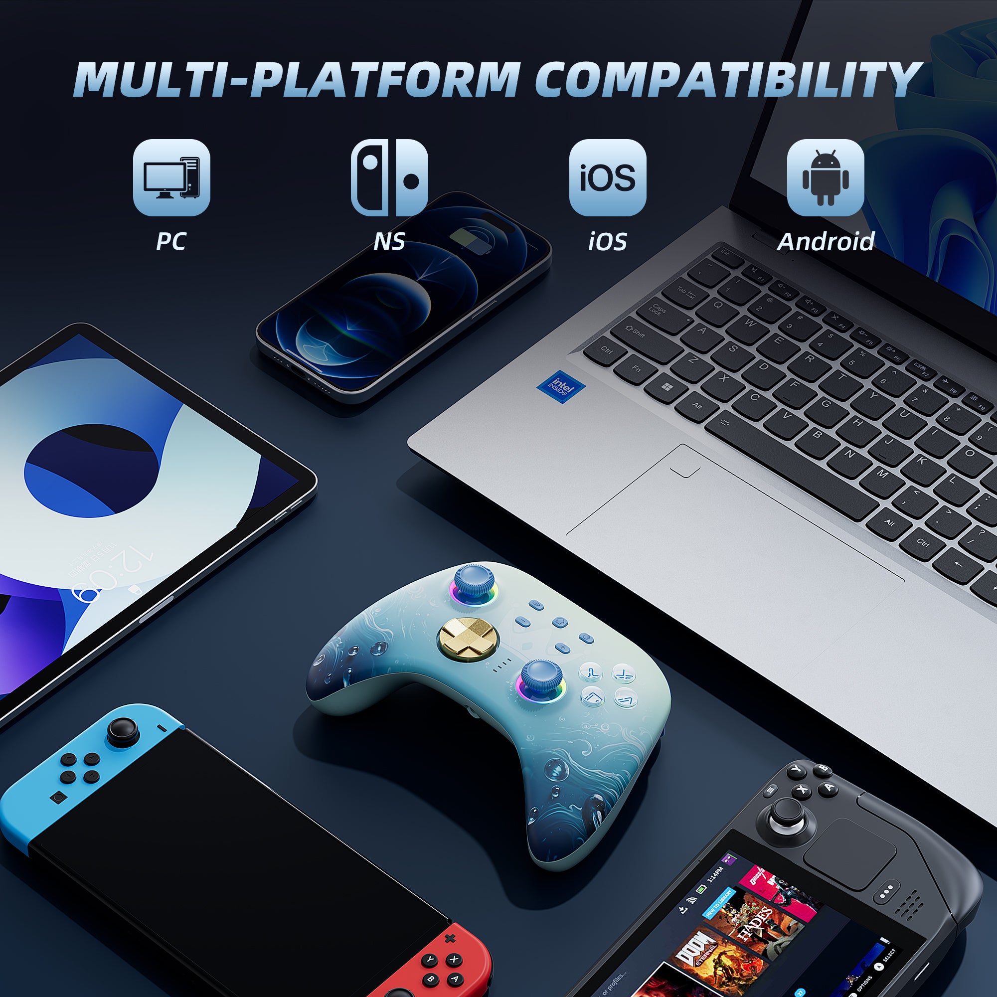 Wireless Switch Pro Controller with Hall Effect Joysticks Triggers(No Drift), Bluetooth Gamepad for Nintendo Switch, Windows PC iOS Android Steam with Headphones Jack/Programmable/Turbo/Wakeup Blue Wireless Switch Pro Controller with Hall Effect Joysticks Triggers(No Drift), Bluetooth Gamepad for Nintendo Switch, Windows PC iOS Android Steam with Headphones Jack/Programmable/Turbo/Wakeup Blue